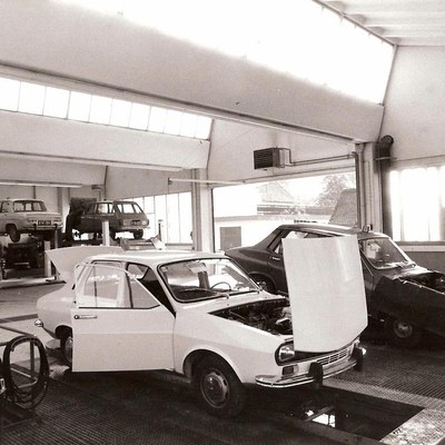 Die Werkstatt im Jahr 1977.